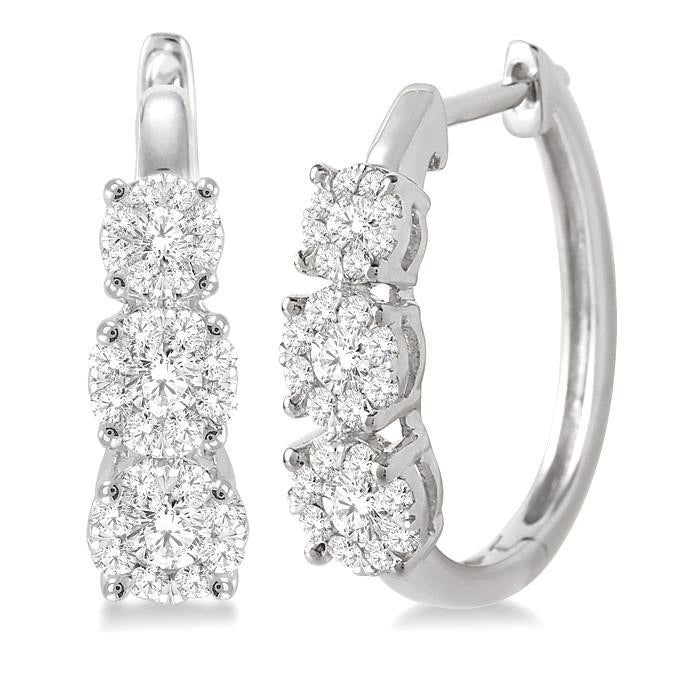 Round Shape Past Present & Future Shine Bright Essential Diamond Hoop Earrings