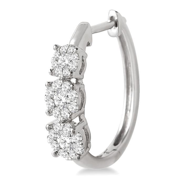 Round Shape Past Present & Future Shine Bright Essential Diamond Hoop Earrings