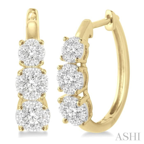 3/4 Ctw Diamond Shine Bright Earrings in 14K Yellow and White Gold