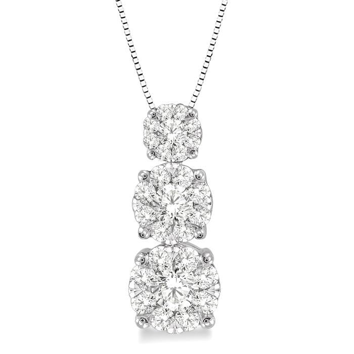 1/2 Ctw Diamond Shine Bright Pendant in 14K White Gold with Chain