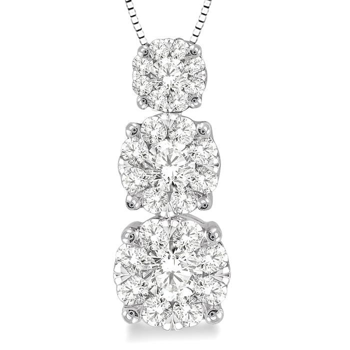 1/2 Ctw Diamond Shine Bright Pendant in 14K White Gold with Chain