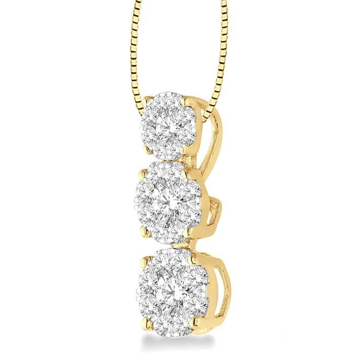 Round Shape Past Present & Future Shine Bright Essential Diamond Pendant