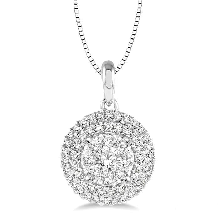 Sundew Laurel Round Shape Halo Shine Bright Essential Diamond Pendant