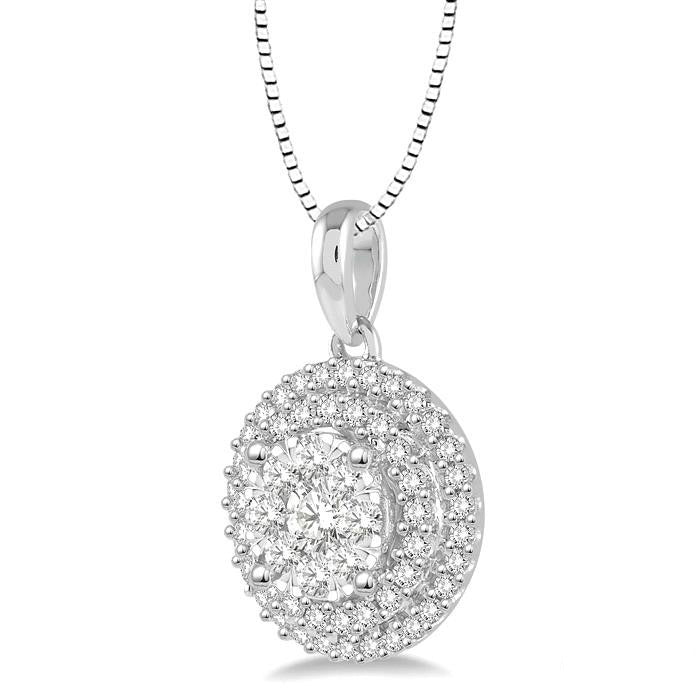 Sundew Laurel Round Shape Halo Shine Bright Essential Diamond Pendant