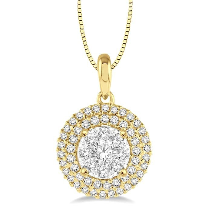 1/2 Ctw Diamond Shine Bright Pendant in 14K Yellow and White Gold with Chain