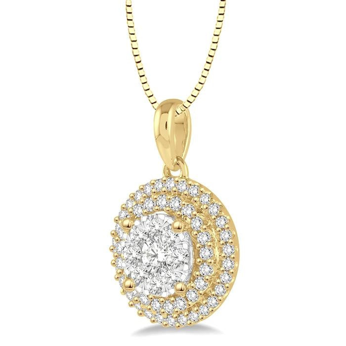 1/2 Ctw Diamond Shine Bright Pendant in 14K Yellow and White Gold with Chain