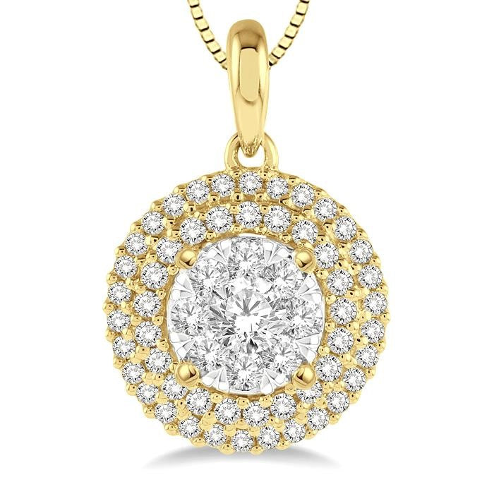 1/2 Ctw Diamond Shine Bright Pendant in 14K Yellow and White Gold with Chain