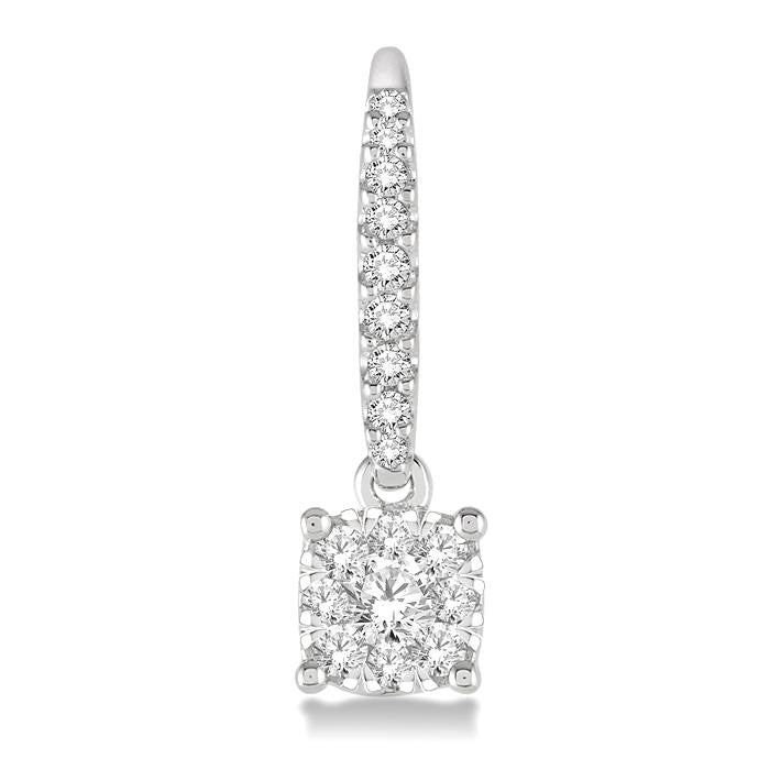 1/2 Ctw Square Shape Diamond Shine Bright Earrings in 14K White Gold