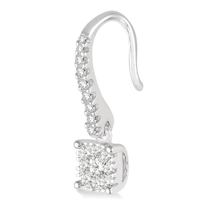 1/2 Ctw Square Shape Diamond Shine Bright Earrings in 14K White Gold