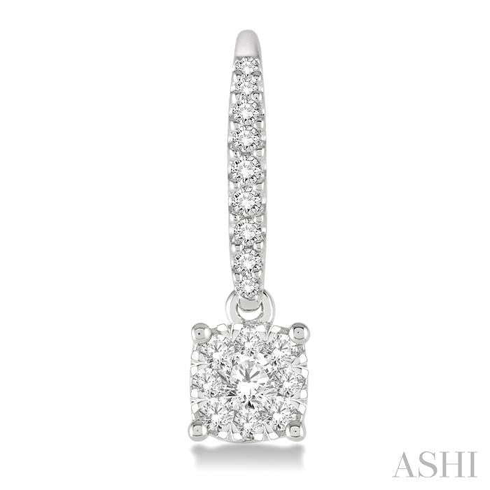 1/2 Ctw Square Shape Diamond Lovebright Earrings in 14K White Gold