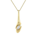 1/3 Ctw Swirl Accent Elongated Teardrop Marquise Cut Diamond Fashion Pendant With Chain in 14K Yellow Gold