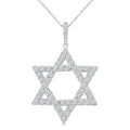 1 1/2 Ctw Star of David Round Cut Diamond Fashion Pendant With Chain in 14K White Gold
