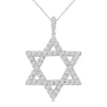 2 Ctw Star of David Round Cut Diamond Fashion Pendant With Chain in 14K White Gold