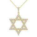 1 Ctw Star of David Round Cut Diamond Fashion Pendant With Chain in 14K Yellow Gold