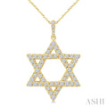 1 Ctw Star of David Round Cut Diamond Fashion Pendant With Chain in 14K Yellow Gold