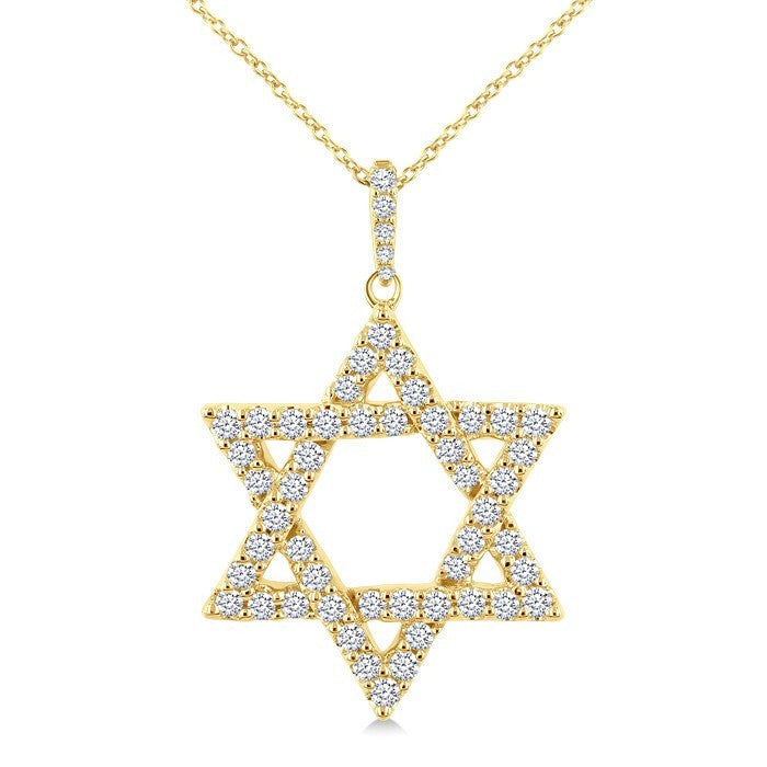 3/4 Ctw Star of David Round Cut Diamond Fashion Pendant With Chain in 14K Yellow Gold
