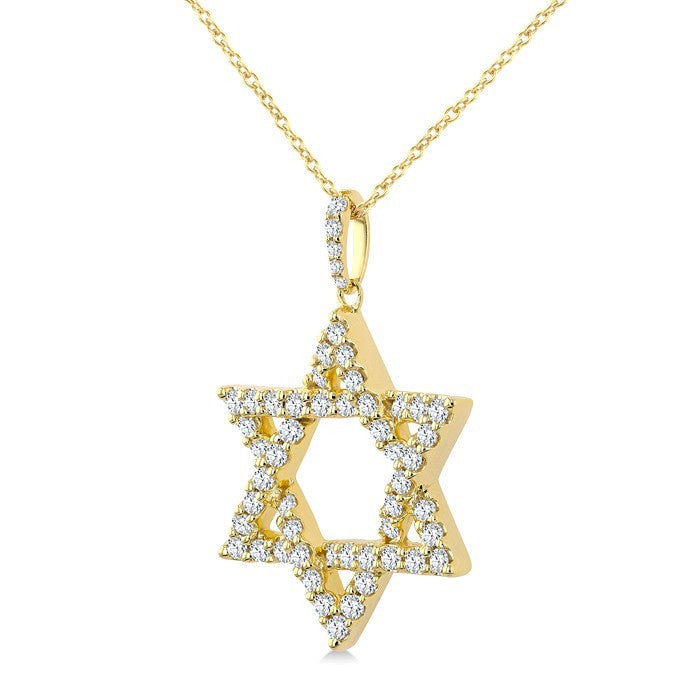 3/4 Ctw Star of David Round Cut Diamond Fashion Pendant With Chain in 14K Yellow Gold