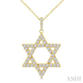 3/4 Ctw Star of David Round Cut Diamond Fashion Pendant With Chain in 14K Yellow Gold