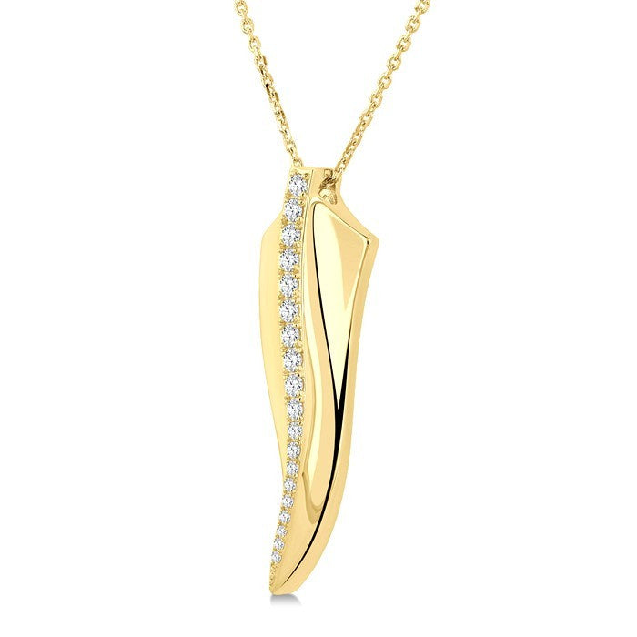 1/3 Ctw Flame Curve Round Cut Diamond Fashion Pendant in 14K Yellow Gold