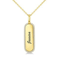 1/4 Ctw Round Cut Diamond 'Jessica' Engraved Tag Name Pendant With Chain in 10K Yellow Gold