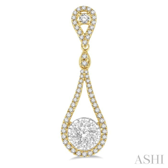 1 Ctw Loop Dangler Round Cut Diamond Shine Bright Hanging Earrings in 14K Yellow and White Gold