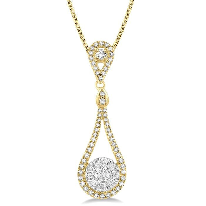 3/4 Ctw Diamond Shine Bright Pendant in 14K Yellow and White Gold with Chain