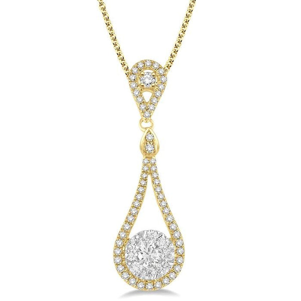 3/4 Ctw Diamond Shine Bright Pendant in 14K Yellow and White Gold with Chain