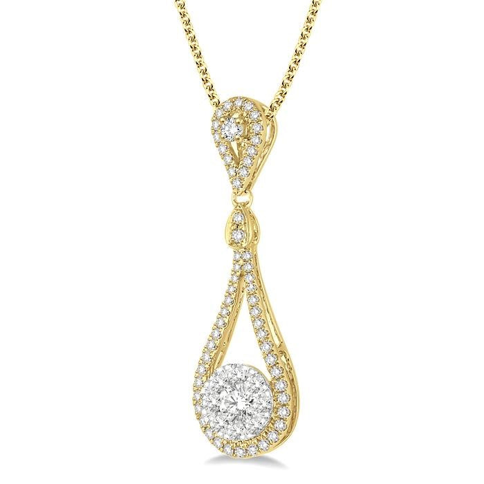 3/4 Ctw Diamond Shine Bright Pendant in 14K Yellow and White Gold with Chain
