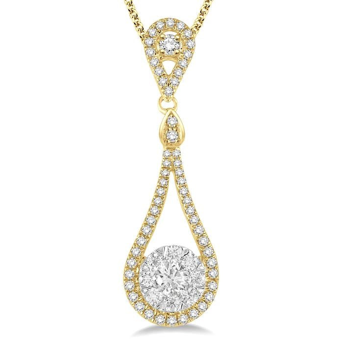 3/4 Ctw Diamond Shine Bright Pendant in 14K Yellow and White Gold with Chain