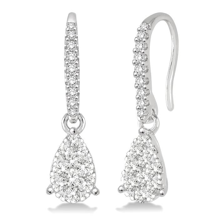 1/2 Ctw Pear Shape Diamond Shine Bright Earrings in 14K White Gold