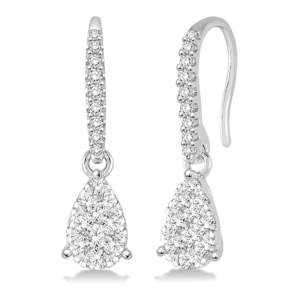 1/2 Ctw Pear Shape Diamond Shine Bright Earrings in 14K White Gold