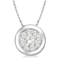 1/3 Ctw Round Cut Diamond Shine Bright Pendant With Box Chain in 14K White Gold