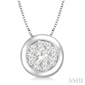 1/3 Ctw Round Cut Diamond Lovebright Pendant With Box Chain in 14K White Gold