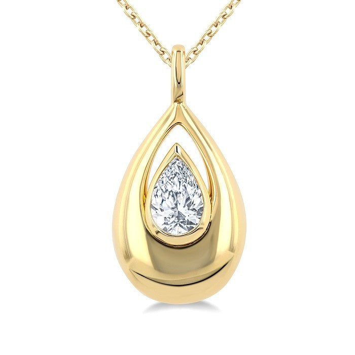 1/4 Ctw Teardrop Pear Cut Diamond Fashion Pendant With Chain in 14K Yellow Gold