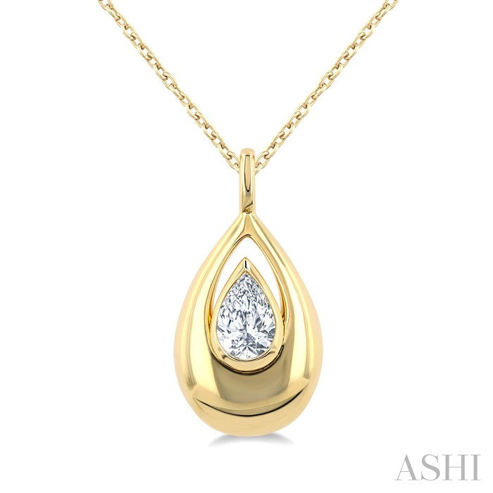 1/4 Ctw Teardrop Pear Cut Diamond Fashion Pendant With Chain in 14K Yellow Gold