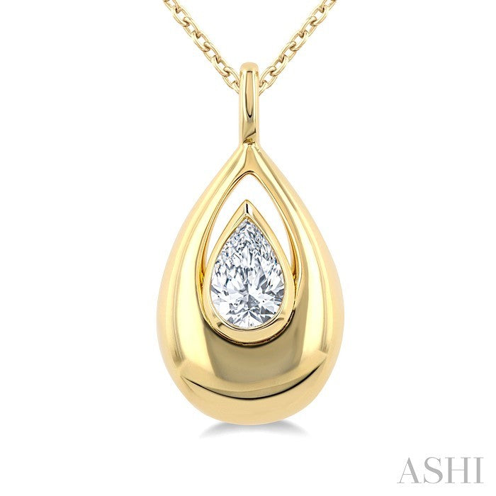 1/4 Ctw Teardrop Pear Cut Diamond Fashion Pendant With Chain in 14K Yellow Gold