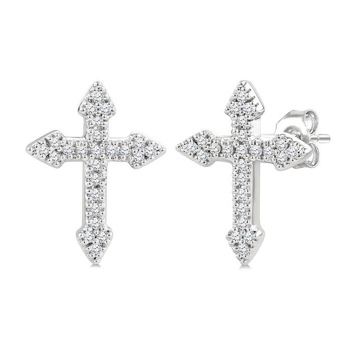 Cross Petite Diamond Fashion Earrings