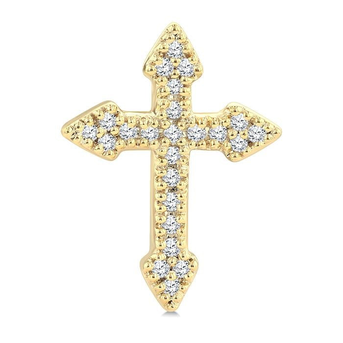 1/6 Ctw Round Cut Diamond Cross Petite Fashion Earrings in 10K Yellow Gold