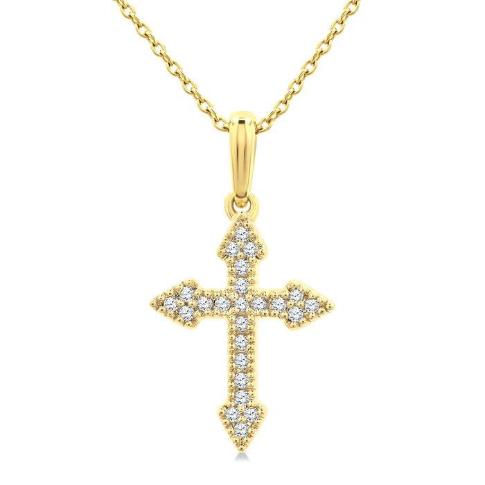 Clover Serenade Cross Petite Diamond Fashion Pendant