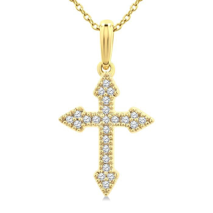 Clover Serenade Cross Petite Diamond Fashion Pendant