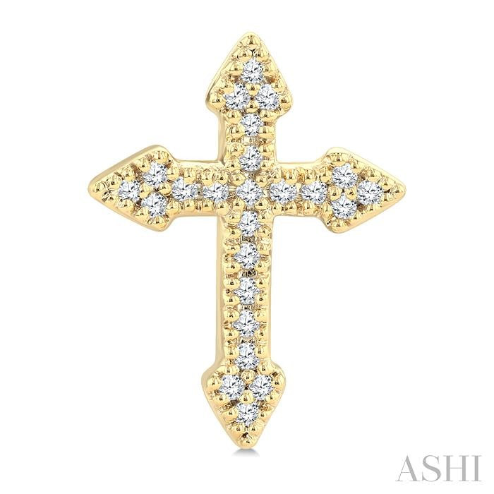 1/6 Ctw Round Cut Diamond Cross Petite Fashion Earrings in 10K Yellow Gold