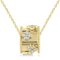 1/6 Ctw Clover Motif Round Cut Diamond Bead Bijoux Rondelle Fashion Pendant With Chain in 14K Yellow Gold