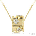 1/6 Ctw Clover Motif Round Cut Diamond Bead Bijoux Rondelle Fashion Pendant With Chain in 14K Yellow Gold