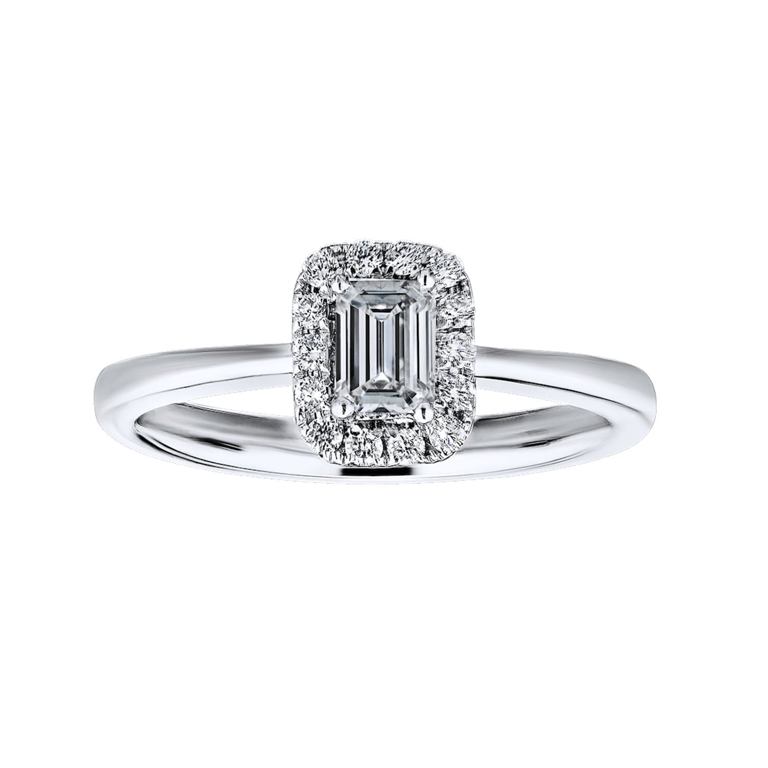 Diamond Emerald Shaped Halo EngagementRing