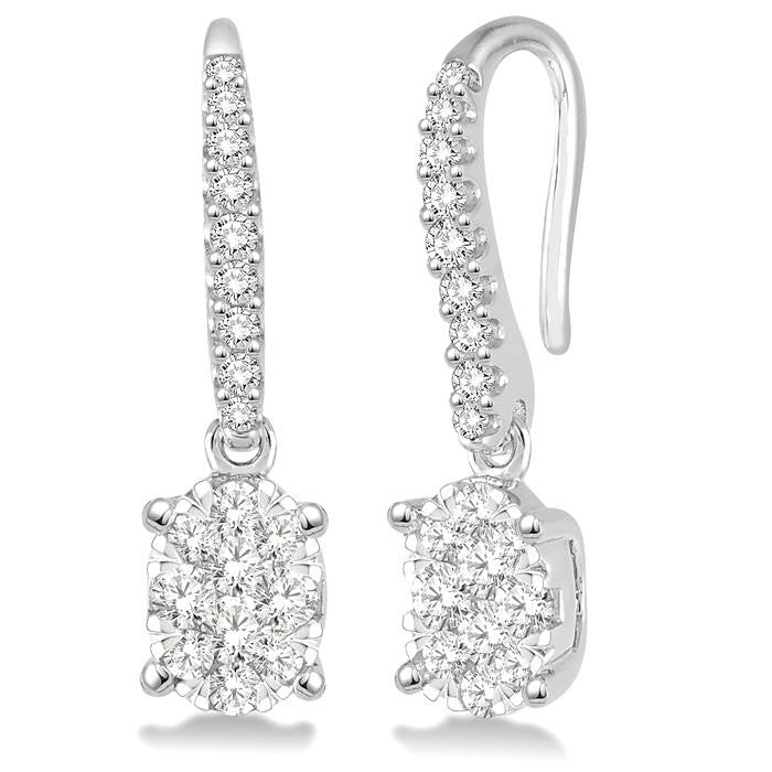 3/4 Ctw Oval Shape Diamond Shine Bright Earrings in 14K White Gold