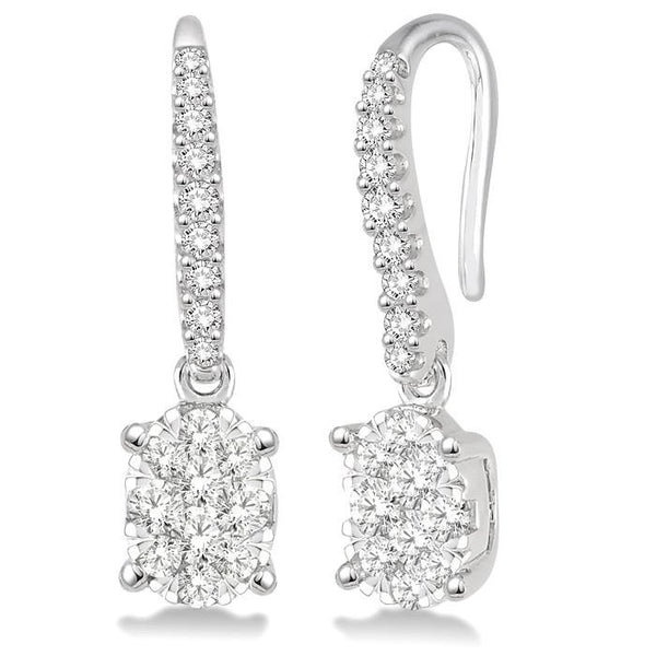 3/4 Ctw Oval Shape Diamond Shine Bright Earrings in 14K White Gold