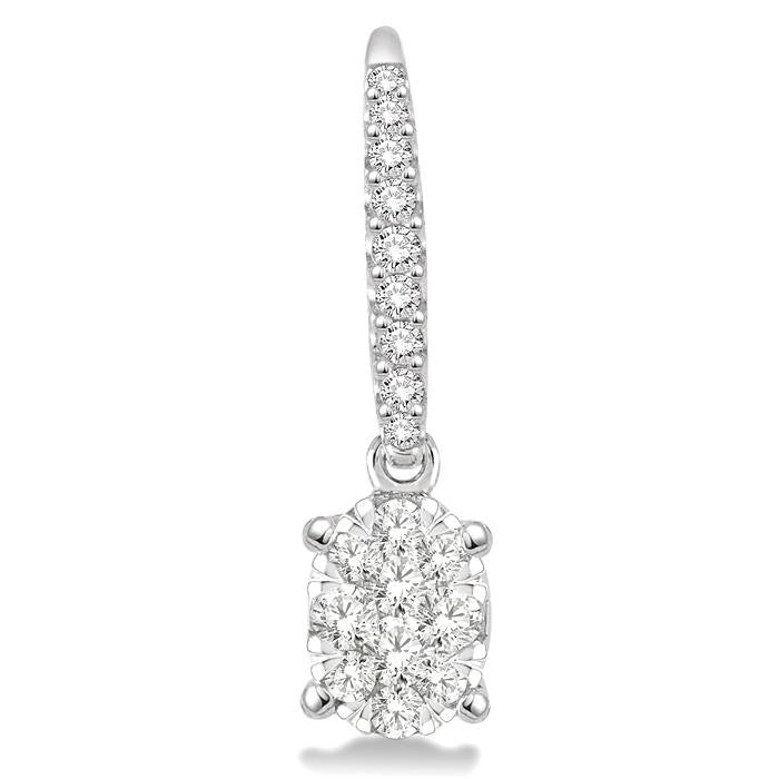 3/4 Ctw Oval Shape Diamond Shine Bright Earrings in 14K White Gold