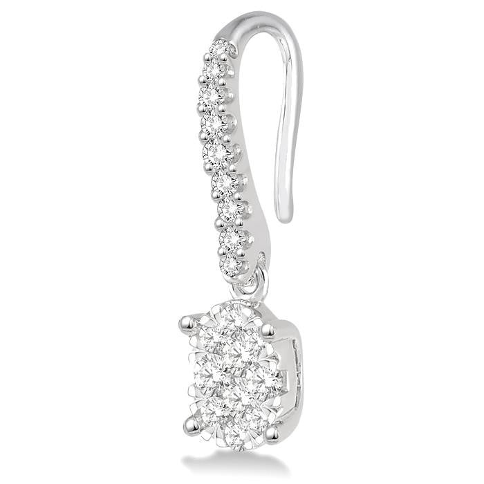 3/4 Ctw Oval Shape Diamond Shine Bright Earrings in 14K White Gold