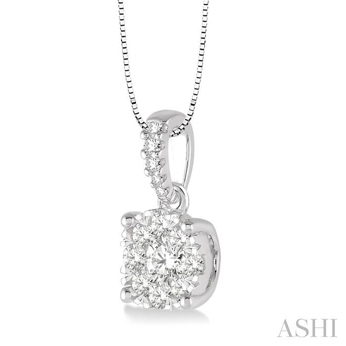 3/4 Ctw Round Shape Diamond Shine Bright Pendant in 14K White Gold with Chain