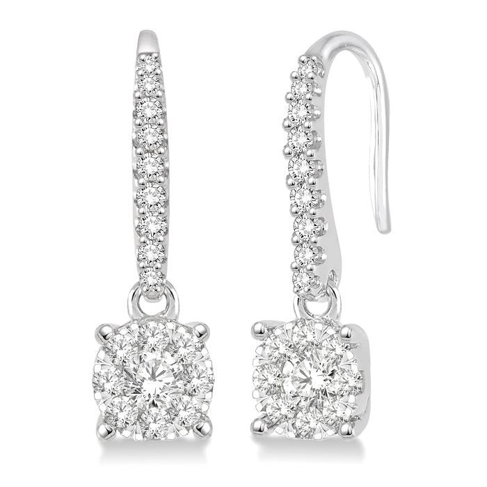 1/2 Ctw Round Shape Diamond Shine Bright Earrings in 14K White Gold